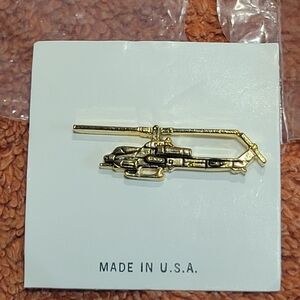 Gold Bell AH-1 Cobra Helicopter Lapel Pin Made in USA